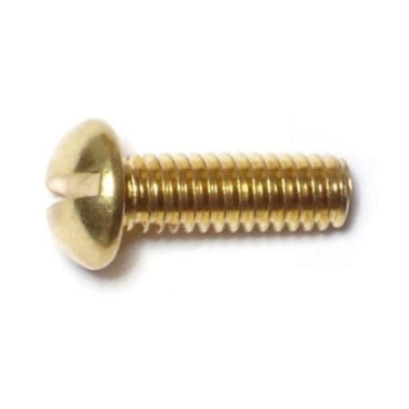 Midwest Fastener #8-32 x 1/2 in Slotted Round Machine Screw, Plain Brass, 40 PK 61772